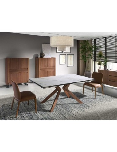 Mesa comedor extensible rectangular mármol...