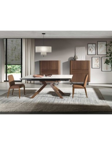 Mesa comedor extensible rectangular mármol...