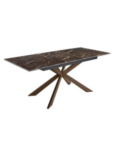 Mesa comedor extensible rectangular mármol porcelánico y... 2