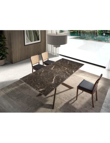 Mesa comedor extensible rectangular mármol...