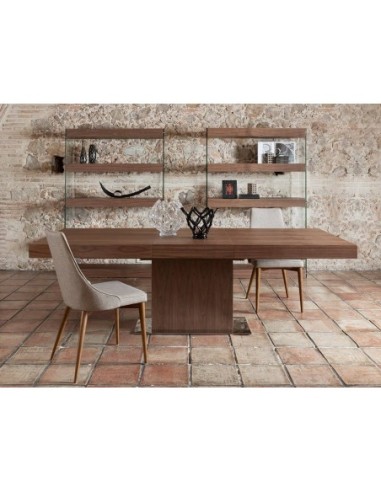 Mesa comedor extensible rectangular nogal