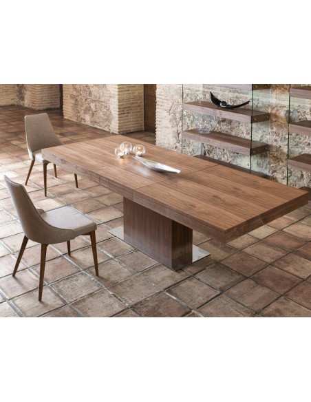 Mesa comedor extensible rectangular nogal