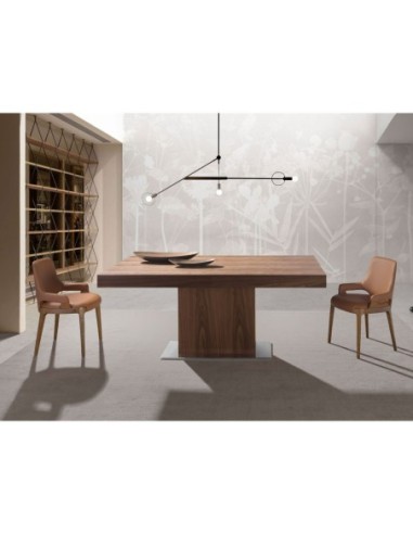 Mesa comedor extensible rectangular nogal