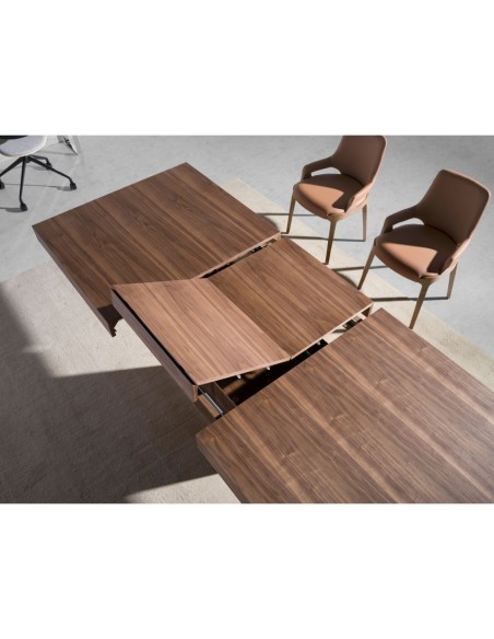 Mesa comedor extensible rectangular nogal