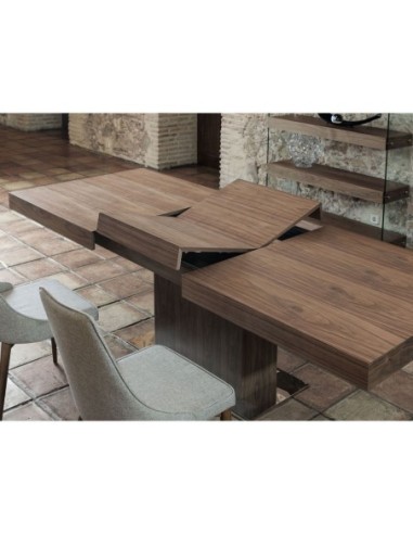 Mesa comedor extensible rectangular nogal