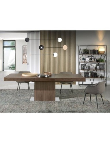 Mesa comedor extensible rectangular nogal