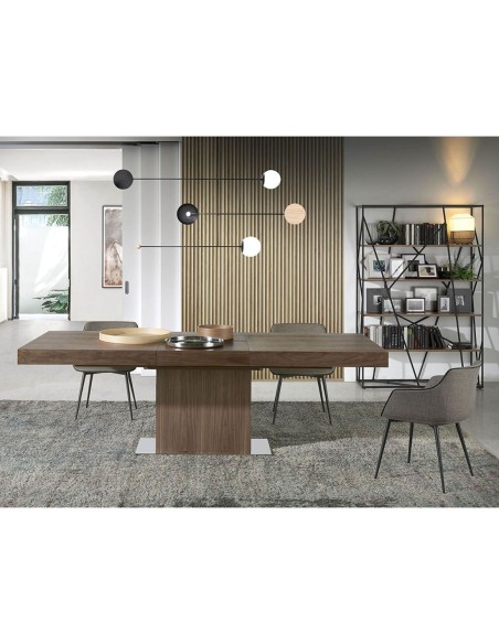 Mesa comedor extensible rectangular nogal