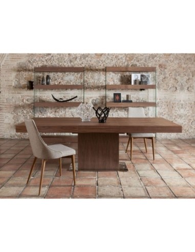Mesa comedor extensible rectangular nogal
