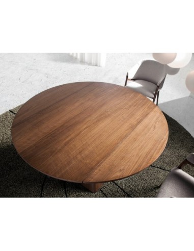 Mesa comedor extensible redonda nogal
