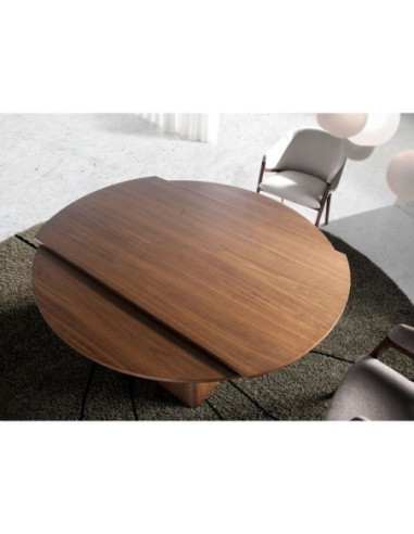 Mesa comedor extensible redonda nogal