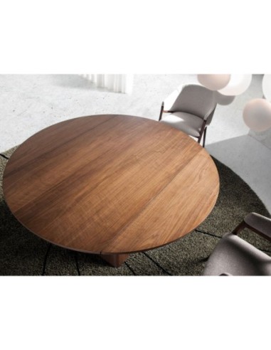 Mesa comedor extensible redonda nogal