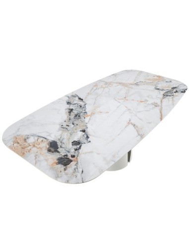 Mesa comedor ovalada barril mármol porcelánico...