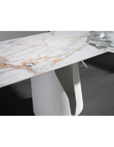 Mesa comedor ovalada barril mármol porcelánico...