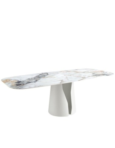 Mesa comedor ovalada barril mármol porcelánico...