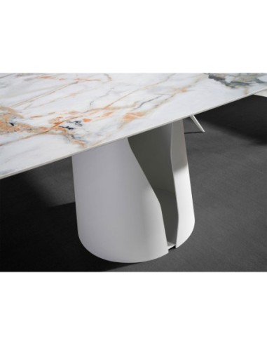 Mesa comedor ovalada barril mármol porcelánico...