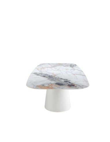 Mesa comedor ovalada barril mármol porcelánico...