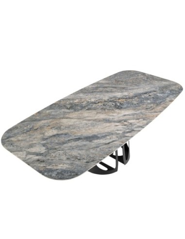 Mesa comedor ovalada barril mármol porcelánico...