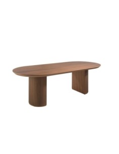 Mesa comedor ovalada medio punto nogal