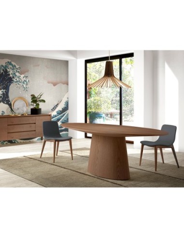 Mesa comedor ovalada nogal