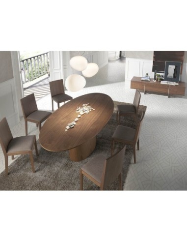 Mesa comedor ovalada nogal