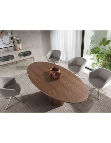 Mesa comedor ovalada nogal