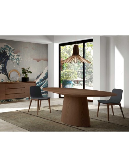 Mesa comedor ovalada nogal