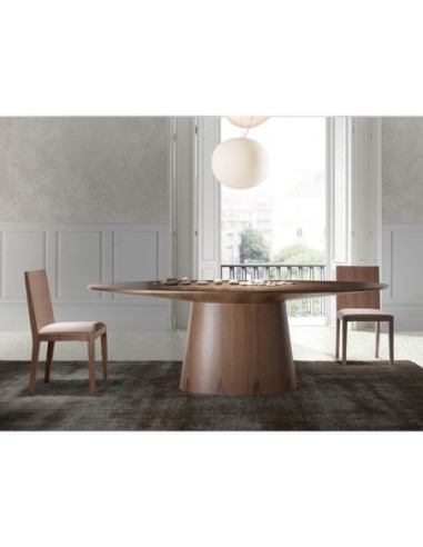 Mesa comedor ovalada nogal