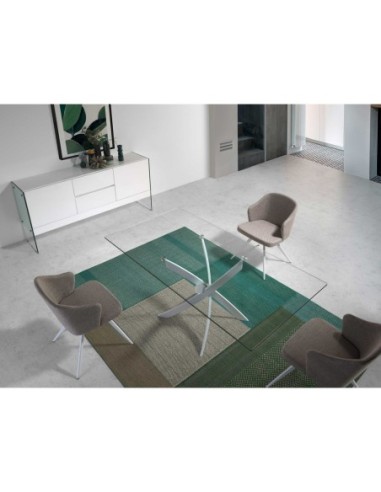 Mesa comedor rectangular cristal templado y...