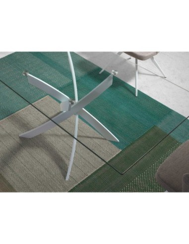 Mesa comedor rectangular cristal templado y...