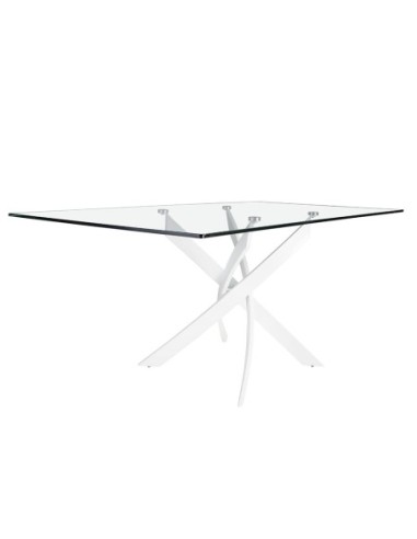 Mesa comedor rectangular cristal templado y...