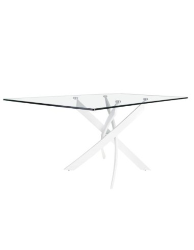 Mesa comedor rectangular cristal templado y...