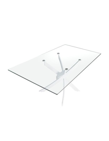 Mesa comedor rectangular cristal templado y...
