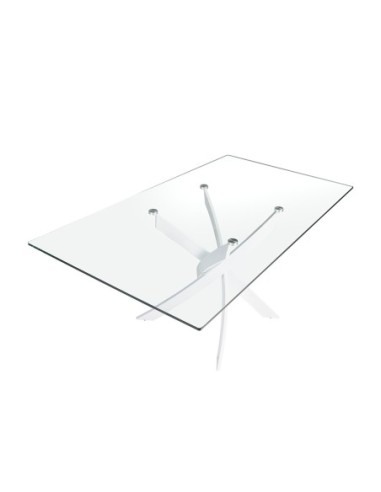 Mesa comedor rectangular cristal templado y...