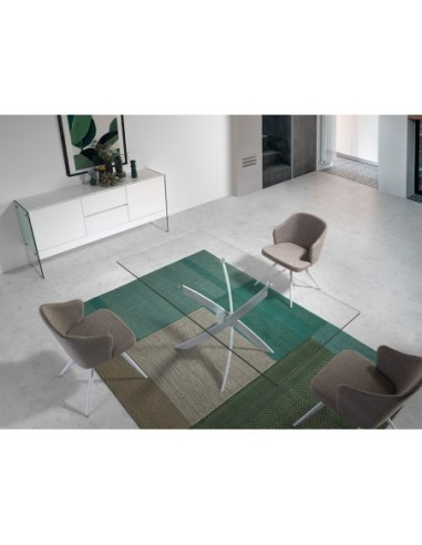 Mesa comedor rectangular cristal templado y...