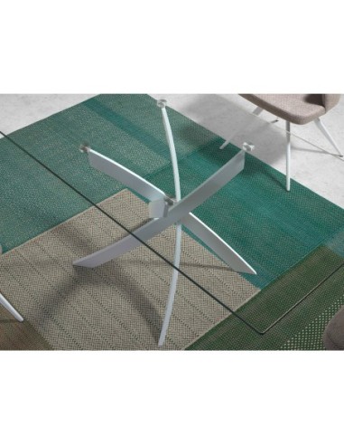 Mesa comedor rectangular cristal templado y...