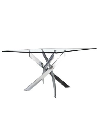 Mesa comedor rectangular cristal templado y...