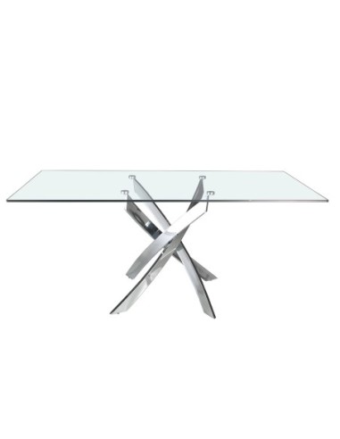 Mesa comedor rectangular cristal templado y...