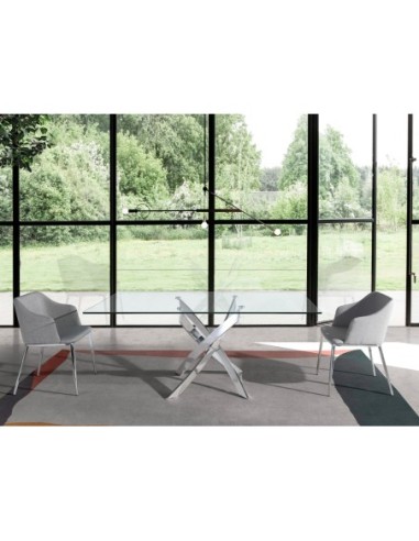 Mesa comedor rectangular cristal templado y...