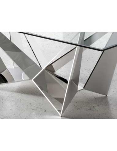 Mesa comedor rectangular cristal templado y...