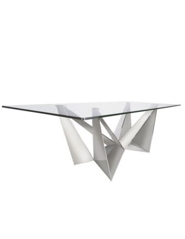 Mesa comedor rectangular cristal templado y...