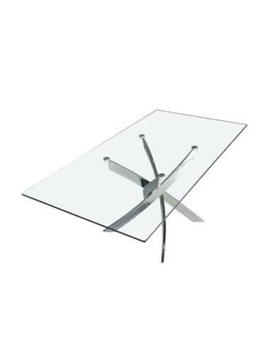 Mesa comedor rectangular cristal templado y...