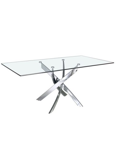 Mesa comedor rectangular cristal templado y...