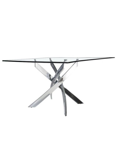 Mesa comedor rectangular cristal templado y...