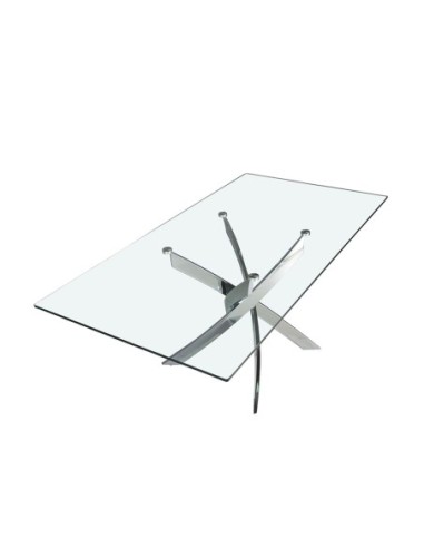 Mesa comedor rectangular cristal templado y...