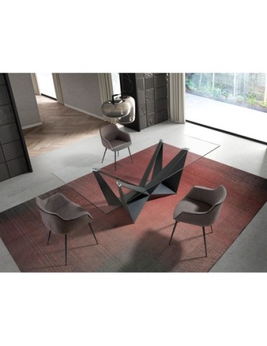 Mesa comedor rectangular cristal templado y...