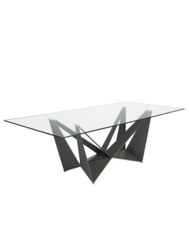 Mesa comedor rectangular cristal templado y...