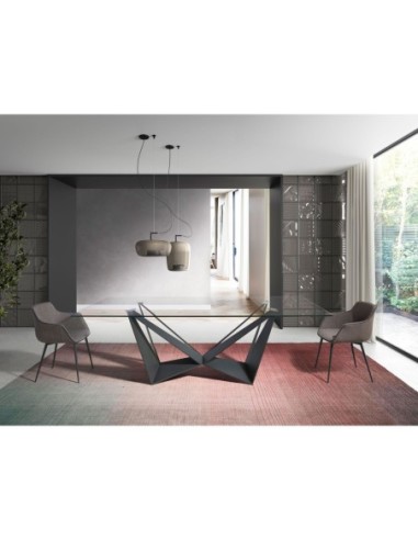 Mesa comedor rectangular cristal templado y...