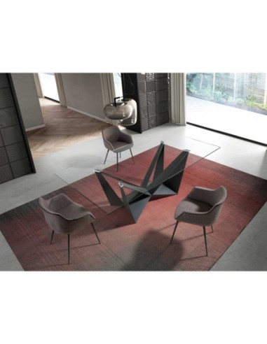 Mesa comedor rectangular cristal templado y...