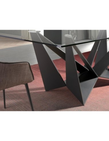 Mesa comedor rectangular cristal templado y...