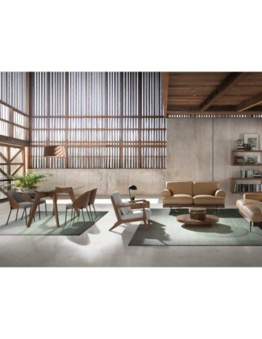 Mesa comedor rectangular cristal templado y nogal